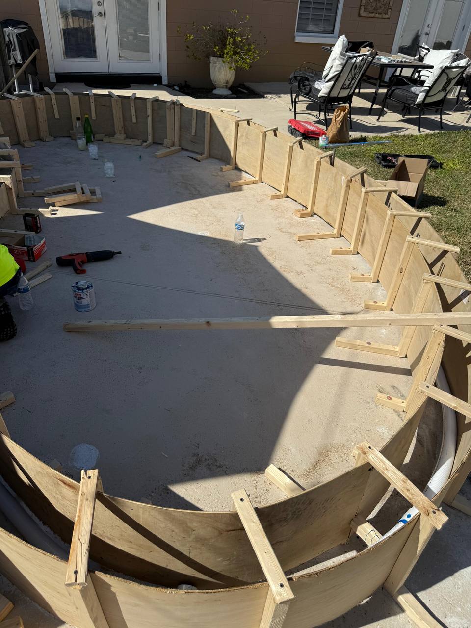 Pool before renovation - construction framework